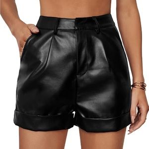 High waisted leather shorts